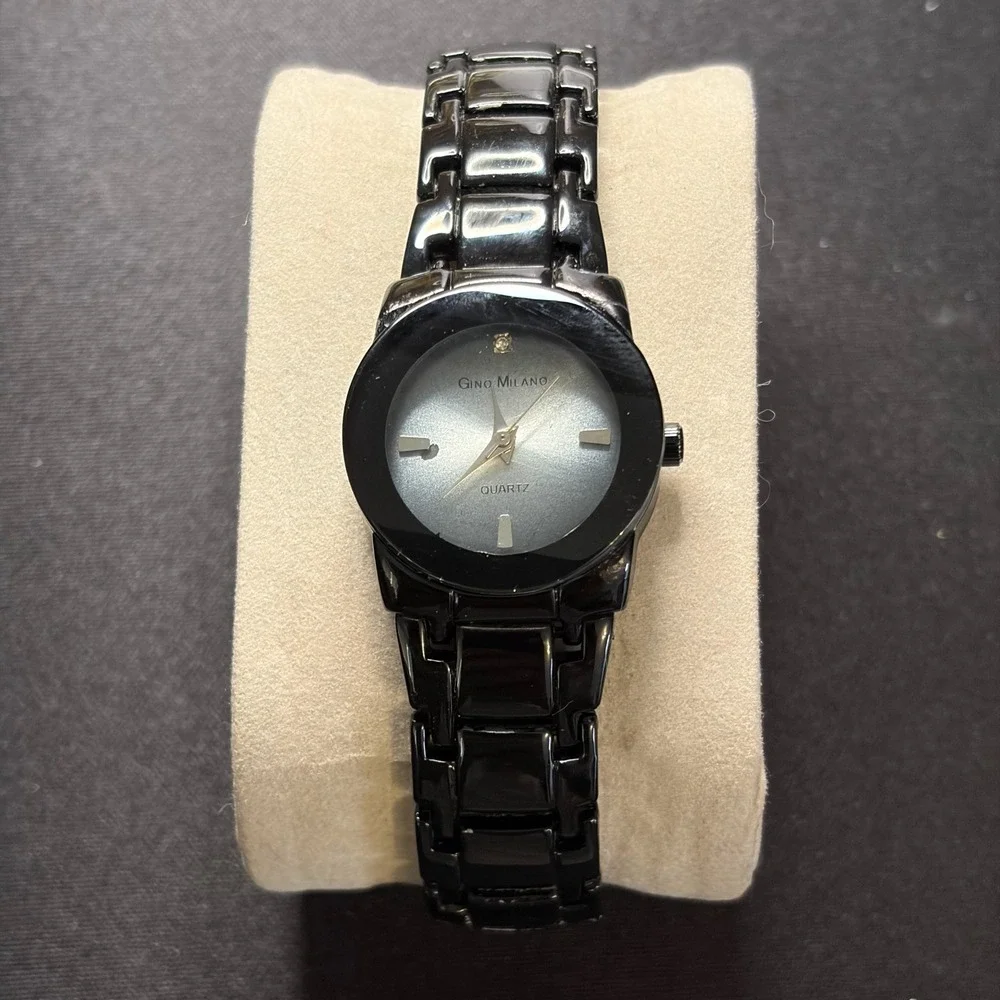 Gino Milano Quartz Watch Women‎ Black Stainless Steel Minimalist Casual